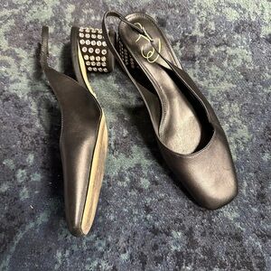 Sam Edelman black Terra gem slingback kitten heel size 8